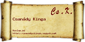 Csanády Kinga névjegykártya